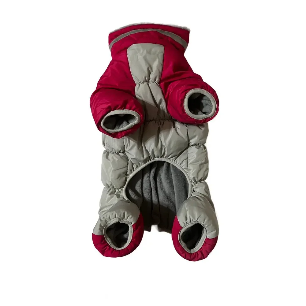 Dog Winter Coat Jacket Warm Fleece Lined Red Size Large